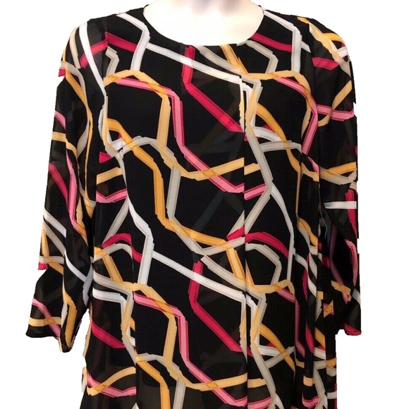 Alfani Women's Plus Size Black Comb Printed Overlay Tunic, Multi Ribbons, 0X/XL - Picture 4 of 15